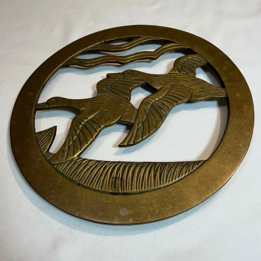 Penco Vintage Flying Geese Brass Trivet Wall Art MCM